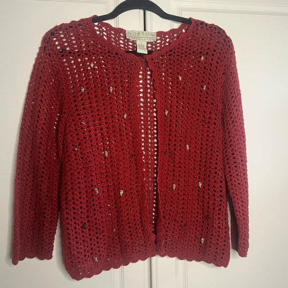 Vintage Seashell Open Knit Cardigan - Picture 1 of 10